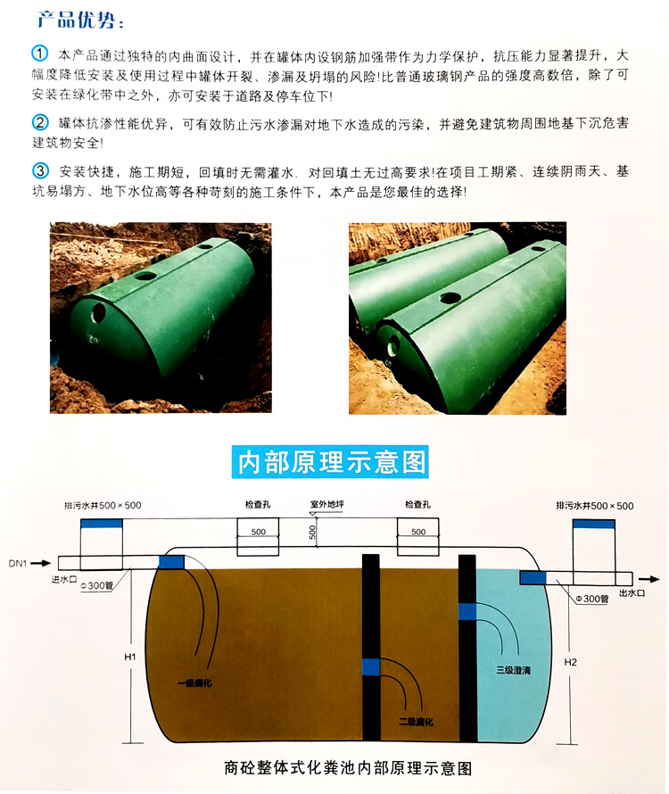 镇巴玻璃钢化粪池